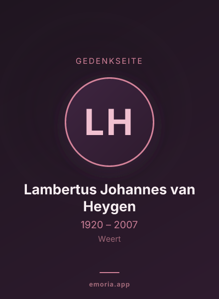 Gedenkportrait von Lambertus Johannes van Heygen