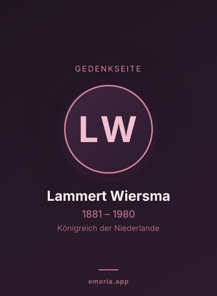 Gedenkportrait von Lammert Wiersma