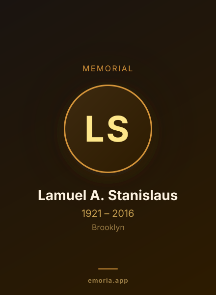 Memorial portrait of Lamuel A. Stanislaus