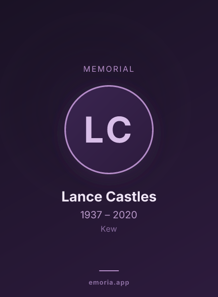 Memorial portrait of Lance Castles