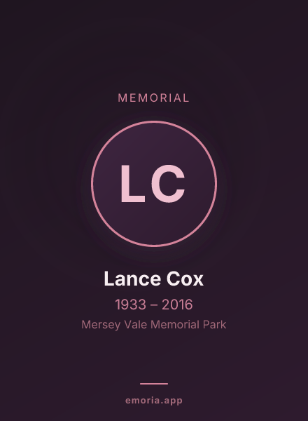 Memorial portrait of Lance Cox