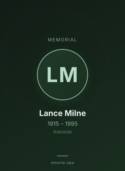 Memorial portrait of Lance Milne
