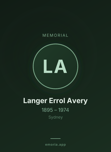 Memorial portrait of Langer Errol Avery