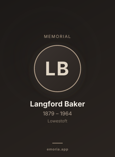 Memorial portrait of Langford Baker
