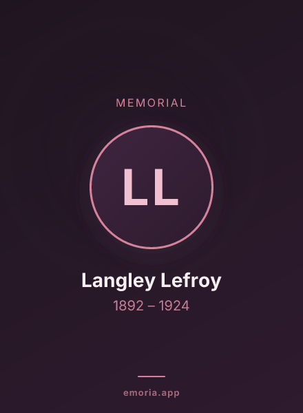 Memorial portrait of Langley Lefroy