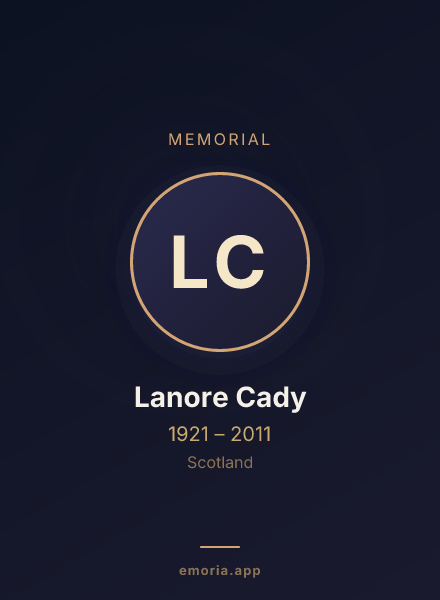Memorial portrait of Lanore Cady