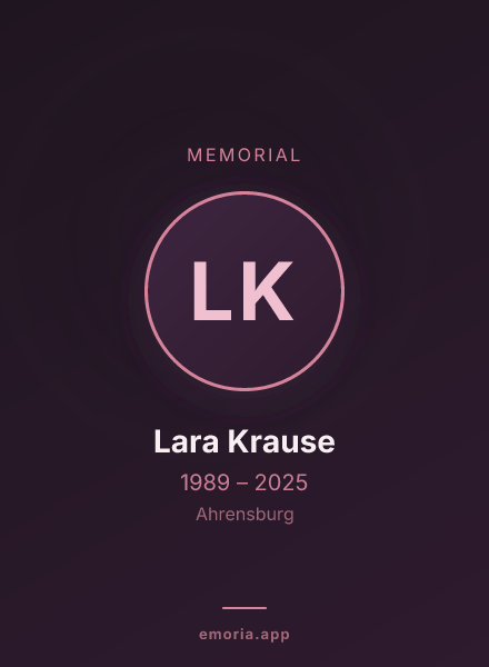 Memorial portrait of Lara Krause