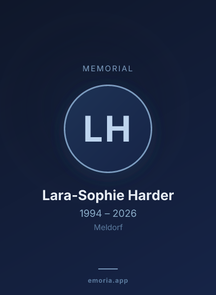 Memorial portrait of Lara-Sophie Harder