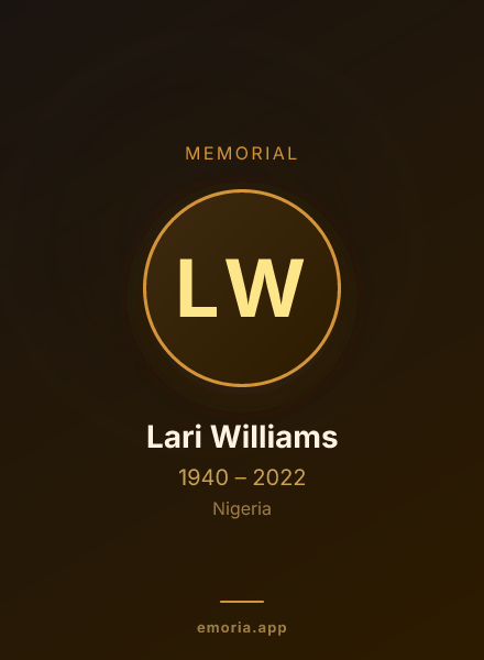 Memorial portrait of Lari Williams