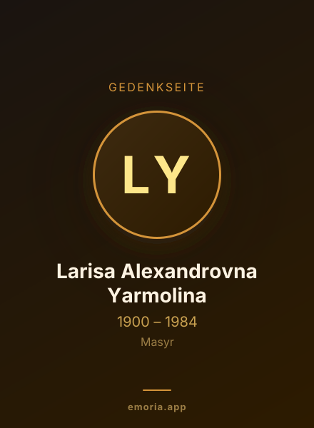 Gedenkportrait von Larisa Alexandrovna Yarmolina