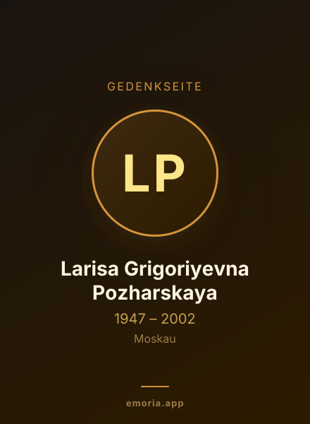 Gedenkportrait von Larisa Grigoriyevna Pozharskaya