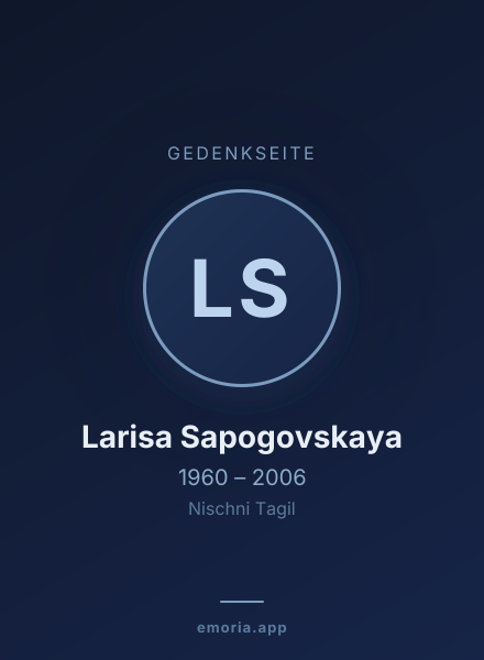 Gedenkportrait von Larisa Sapogovskaya