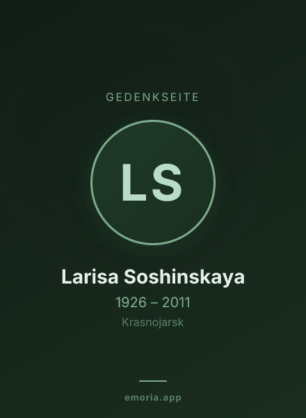 Gedenkportrait von Larisa Soshinskaya