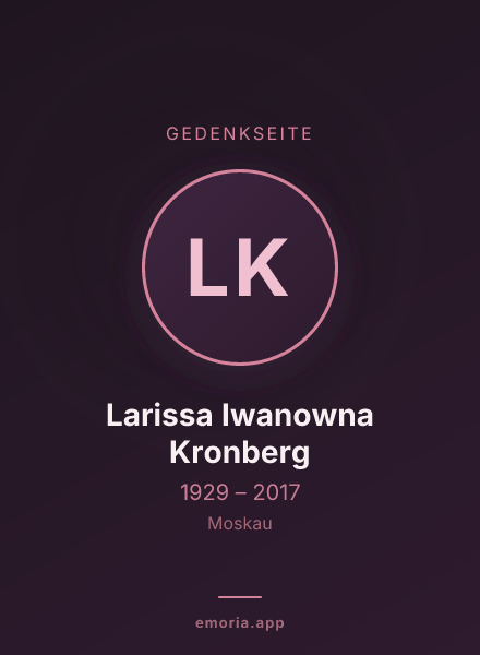 Gedenkportrait von Larissa Iwanowna Kronberg