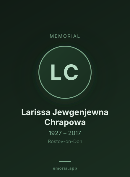 Memorial portrait of Larissa Jewgenjewna Chrapowa