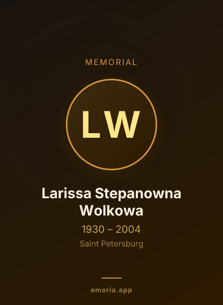 Memorial portrait of Larissa Stepanowna Wolkowa