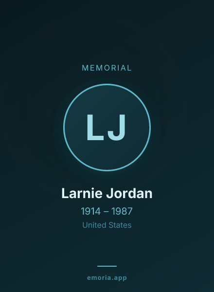Memorial portrait of Larnie Jordan