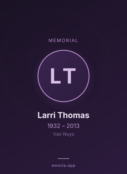 Memorial portrait of Larri Thomas