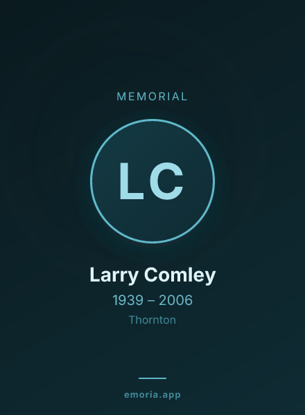 Memorial portrait of Larry Comley