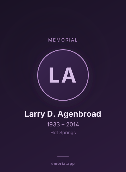 Memorial portrait of Larry D. Agenbroad