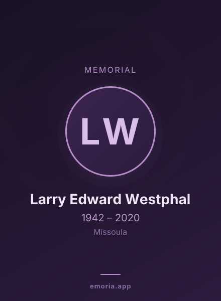 Memorial portrait of Larry Edward Westphal