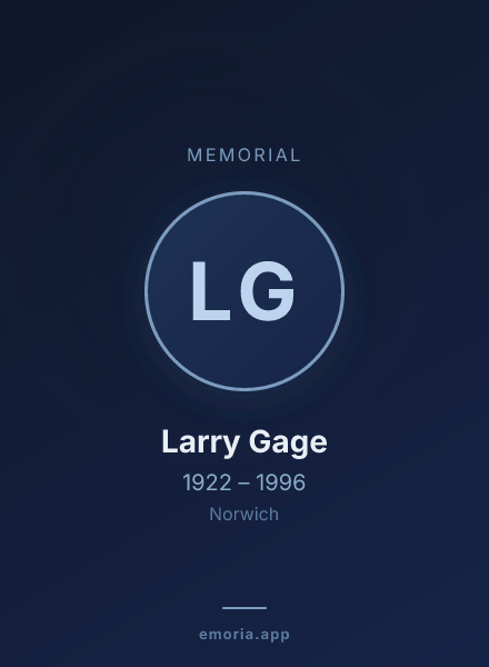 Memorial portrait of Larry Gage