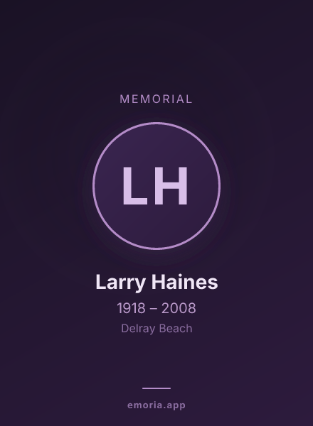 Memorial portrait of Larry Haines
