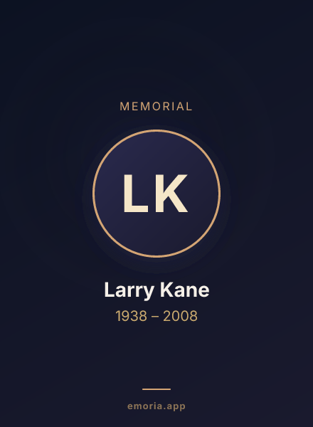 Memorial portrait of Larry Kane