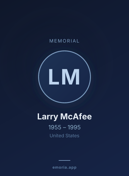 Memorial portrait of Larry McAfee