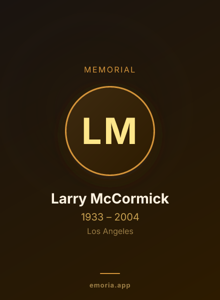 Memorial portrait of Larry McCormick
