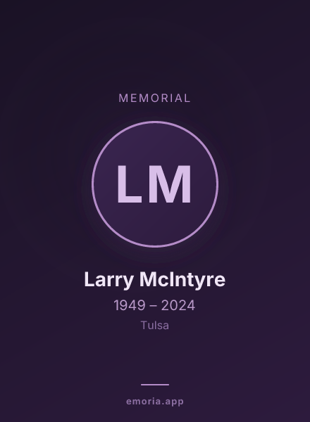 Memorial portrait of Larry McIntyre