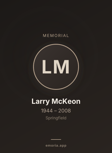Memorial portrait of Larry McKeon