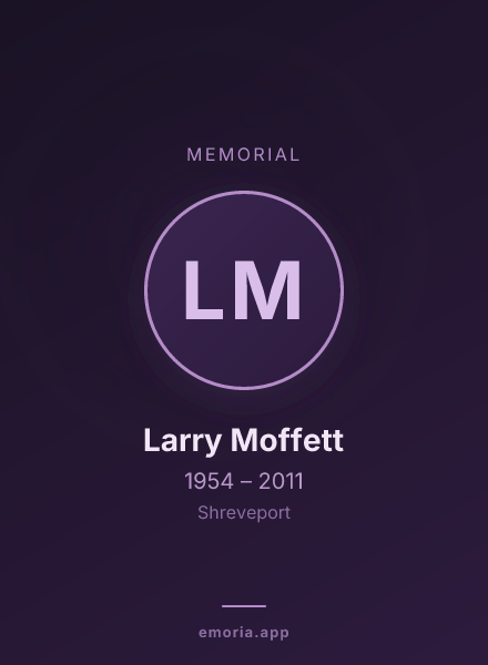 Memorial portrait of Larry Moffett