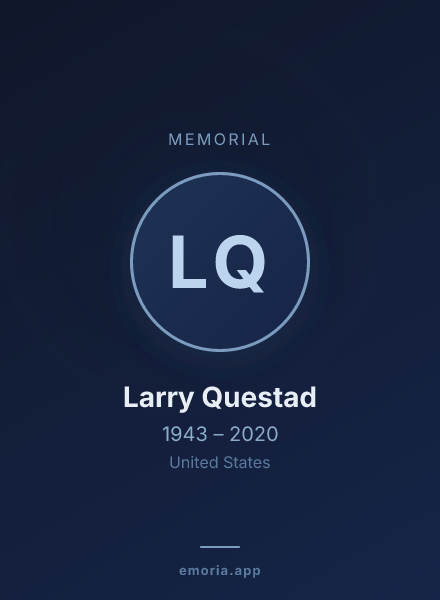 Memorial portrait of Larry Questad