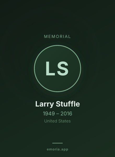 Memorial portrait of Larry Stuffle