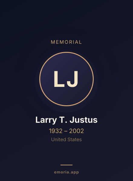 Memorial portrait of Larry T. Justus