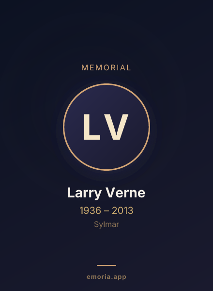 Memorial portrait of Larry Verne