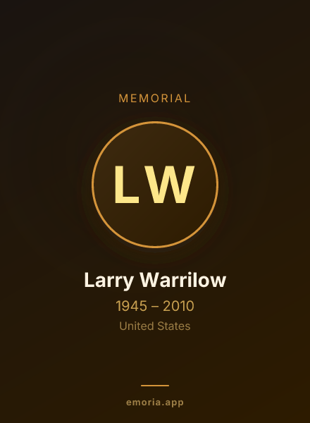 Memorial portrait of Larry Warrilow