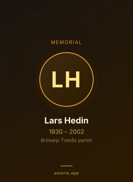 Memorial portrait of Lars Hedin