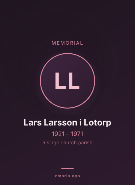 Memorial portrait of Lars Larsson i Lotorp