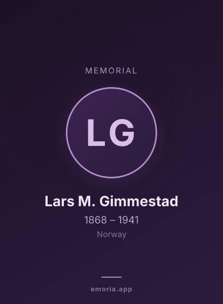 Memorial portrait of Lars M. Gimmestad