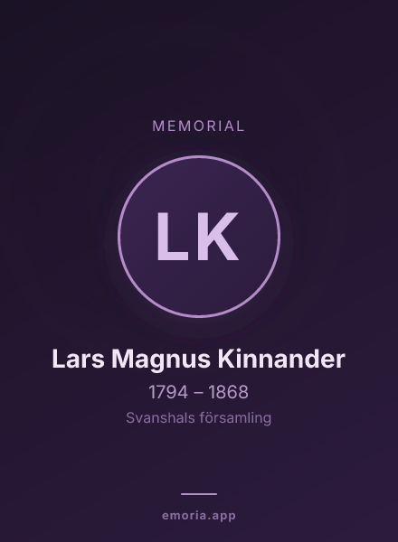 Memorial portrait of Lars Magnus Kinnander