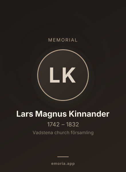 Memorial portrait of Lars Magnus Kinnander