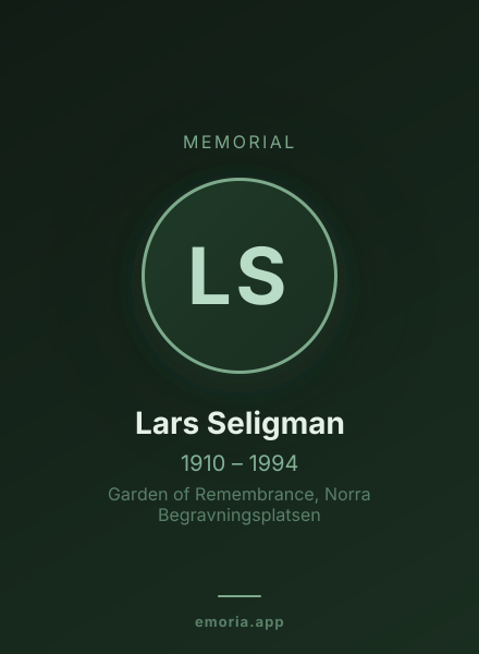 Memorial portrait of Lars Seligman