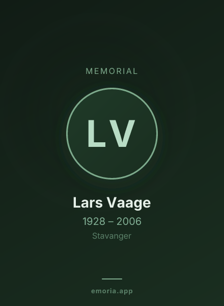 Memorial portrait of Lars Vaage