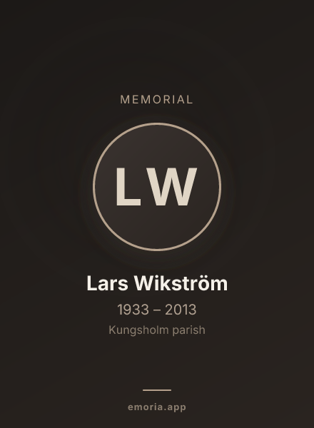 Memorial portrait of Lars Wikström