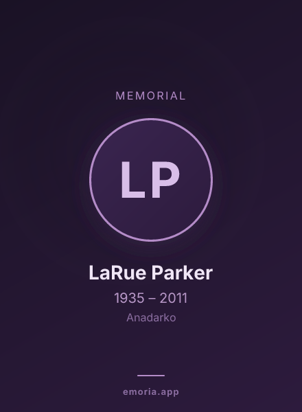 Memorial portrait of LaRue Parker
