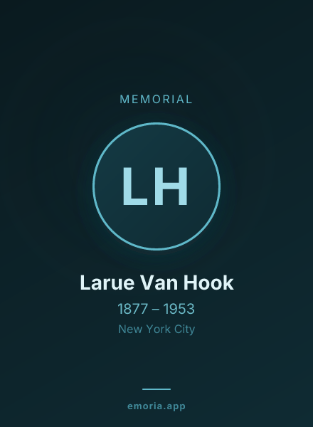 Memorial portrait of Larue Van Hook