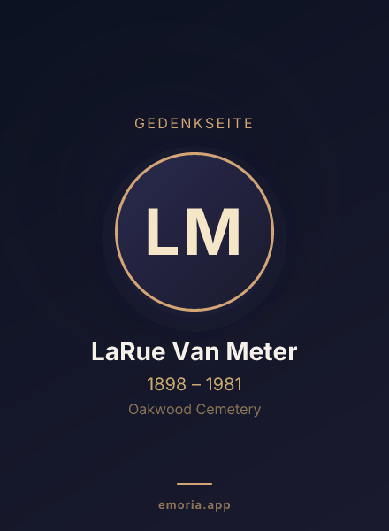 Gedenkportrait von LaRue Van Meter