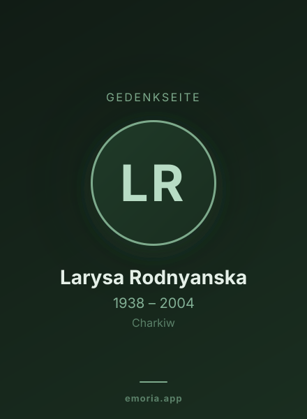 Gedenkportrait von Larysa Rodnyanska